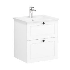 Vitra Root Classic 68834 Lavabo Dolabı, İki Çekmeceli, 60 Cm, Mat Beyaz, Köşeli Lavabolu